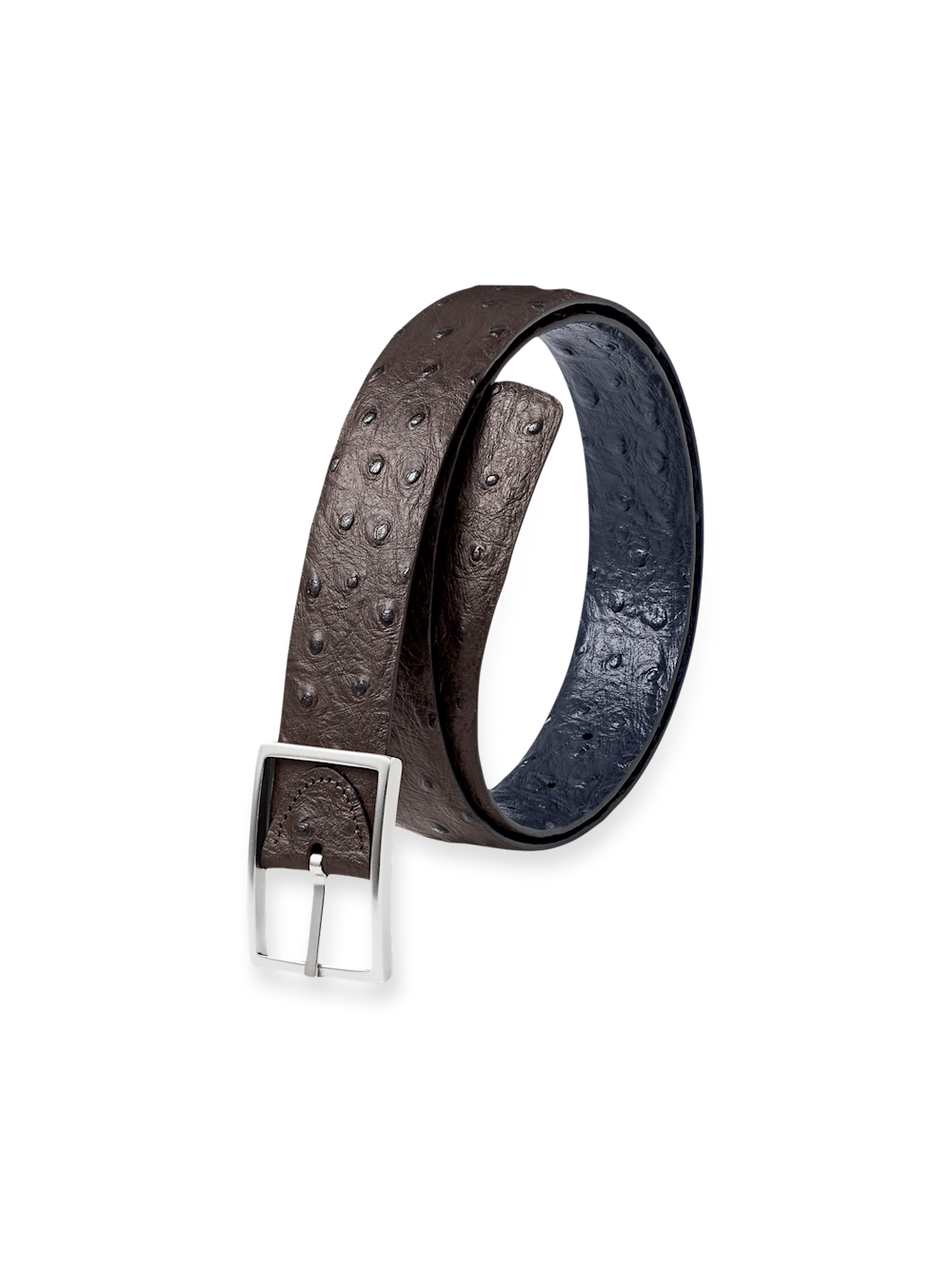 Product Image of Ostrich Embossed Reversible Belt-Navy/Brown