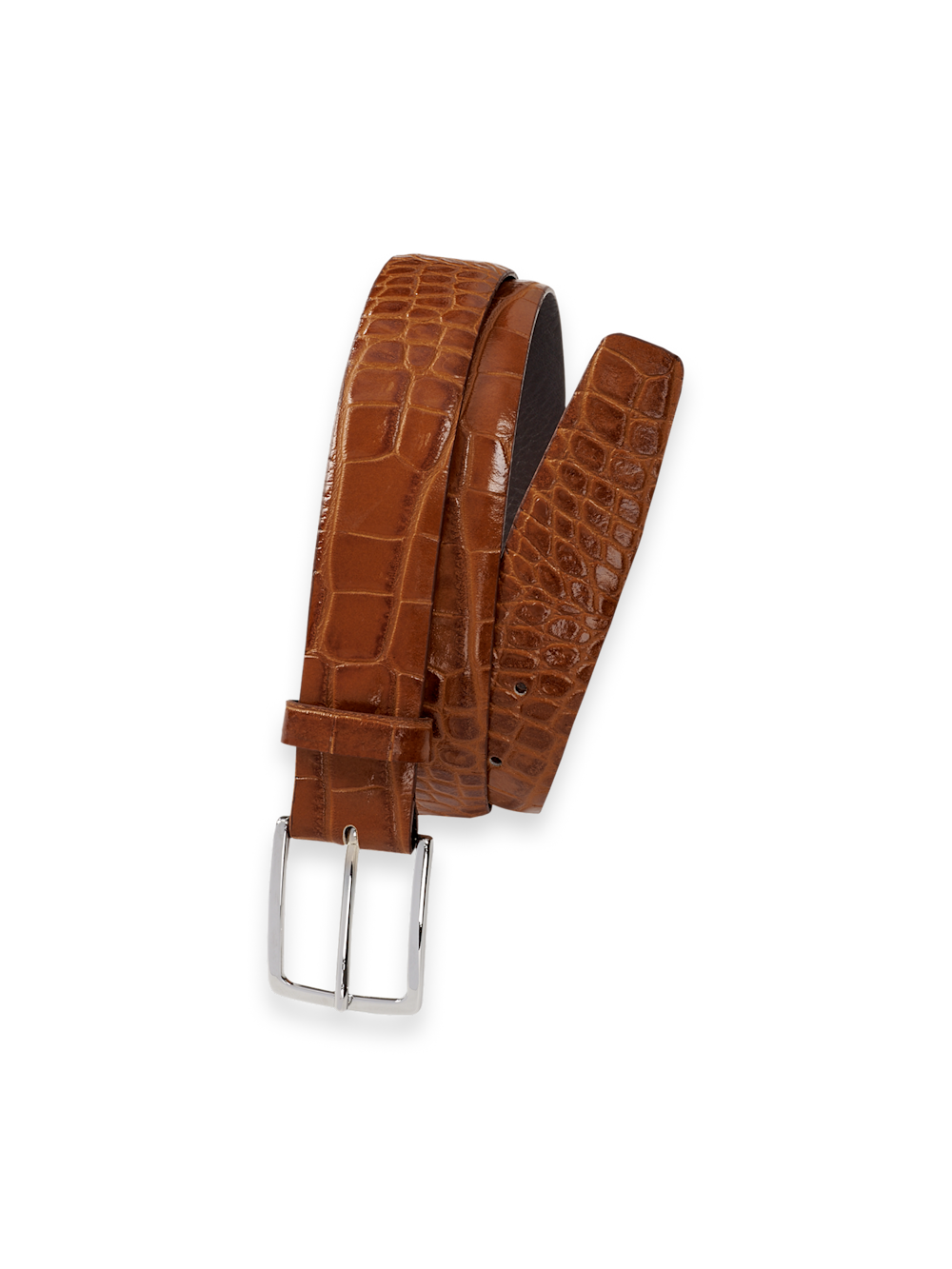 Product Image of Crocodile Embossed With Changeable Buckle Belt-Brandy