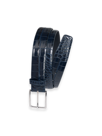 Crocodile Embossed with Changeable Buckle Belt - Navy
