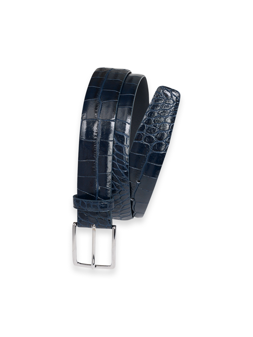 Product Image of Crocodile Embossed With Changeable Buckle Belt-Navy