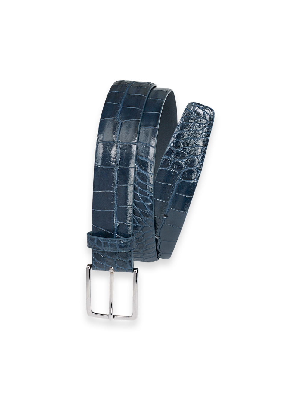 Product Image of Crocodile Embossed With Changeable Buckle Belt-Blue