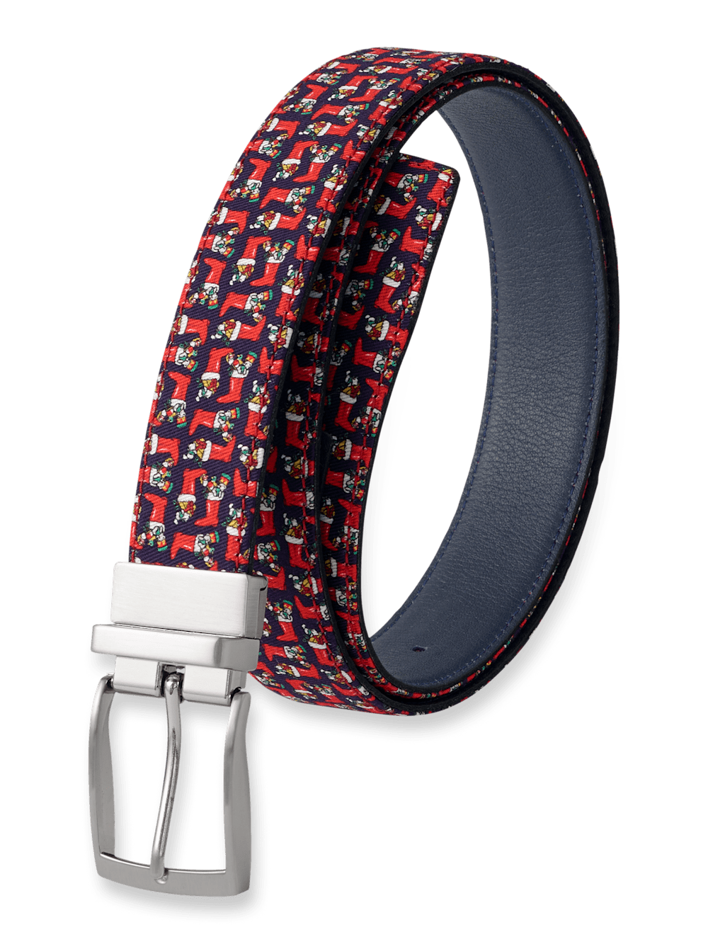 Product Image of Stockings Motif Reversible Belt-Navy/Red