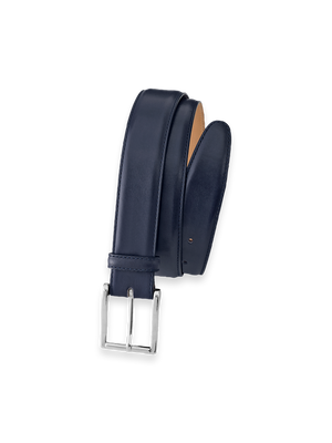 Leather Belt with Changeable Buckle - Navy