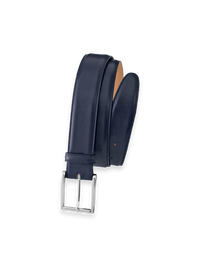 Leather Belt with Changeable Buckle - Navy