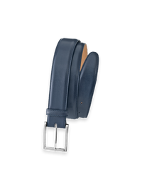 Leather Belt with Changeable Buckle - Medium Blue