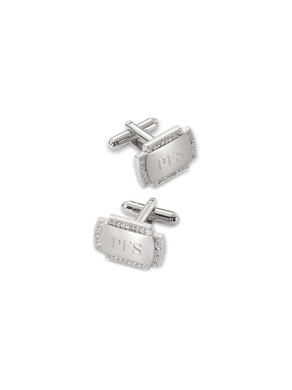 Product Image of Crystal Border Engravable Cufflinks-Silver