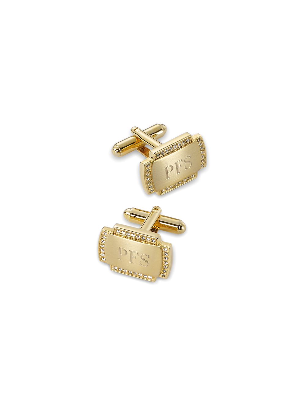 Product Image of Crystal Border Engravable Cufflinks-Gold