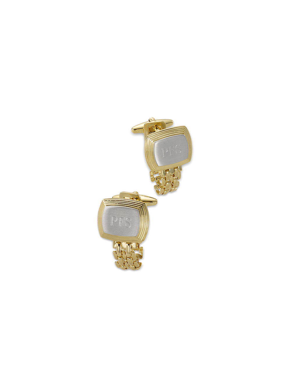 Product Image of Chain Wrap Engravable Cufflinks-Gold/Silver