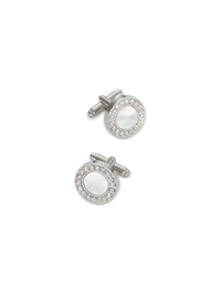 Mother of Pearl & Crystal Cufflinks - Silver