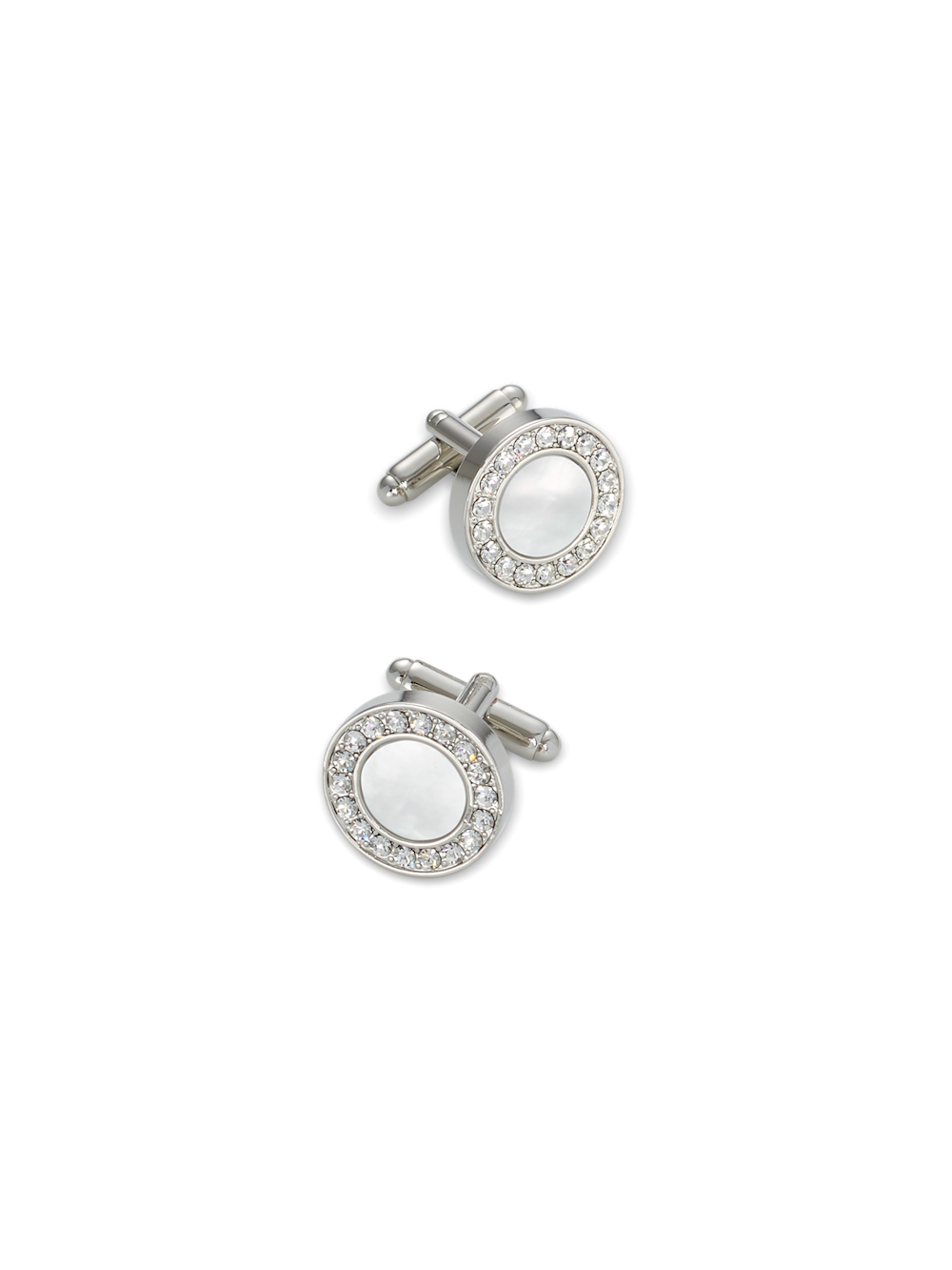 Product Image of Mother Of Pearl & Crystal Cufflinks-Silver