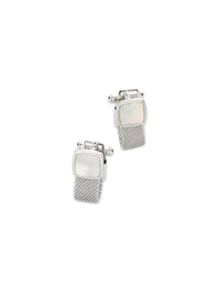 Mother of Pearl Mesh Wrap Cufflinks - Silver