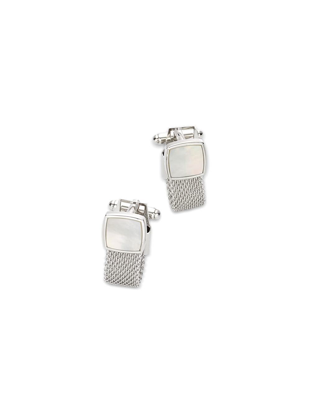 Product Image of Mother Of Pearl Mesh Wrap Cufflinks-Silver