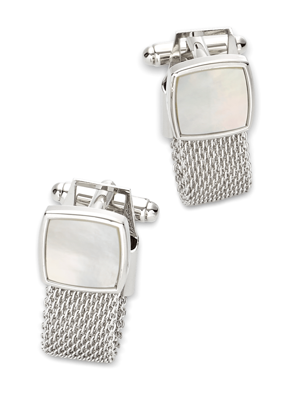 Product Image of Mother Of Pearl Mesh Wrap Cufflinks-Silver