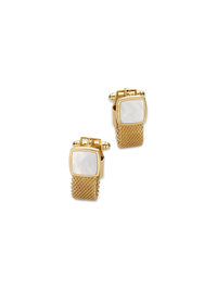Mother of Pearl Mesh Wrap Cufflinks - Gold