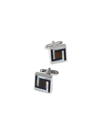 Semi Precious Square Cufflink - Black/brown