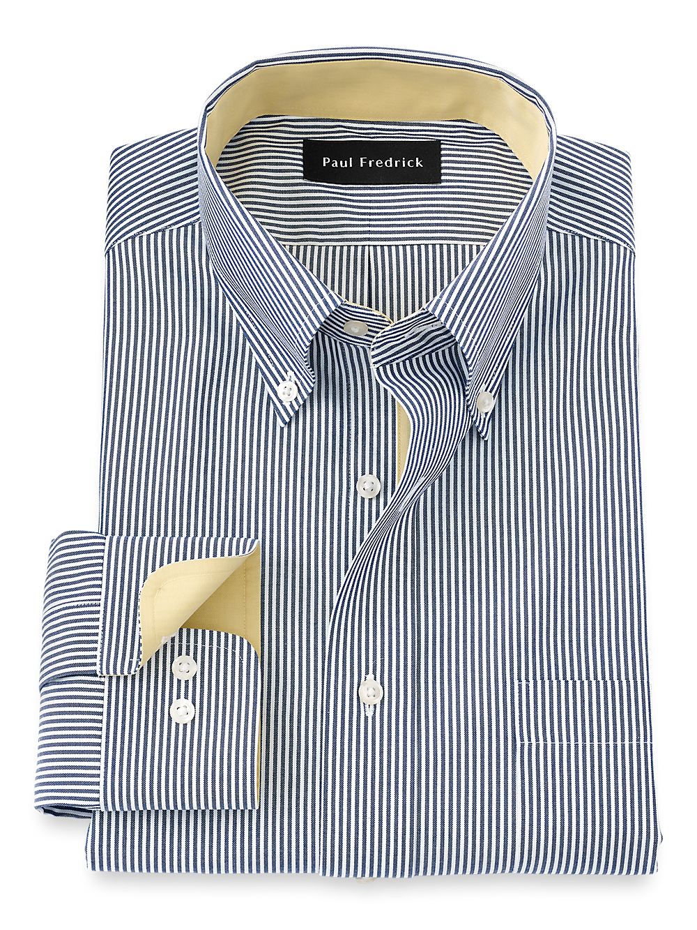 Non-Iron Cotton Stripe Dress Shirt With Contrast Trim