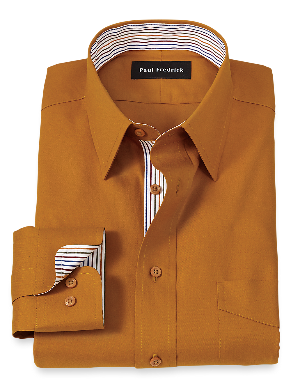 Non-Iron Cotton Solid Dress Shirt With Contrast Trim Rust – Paul