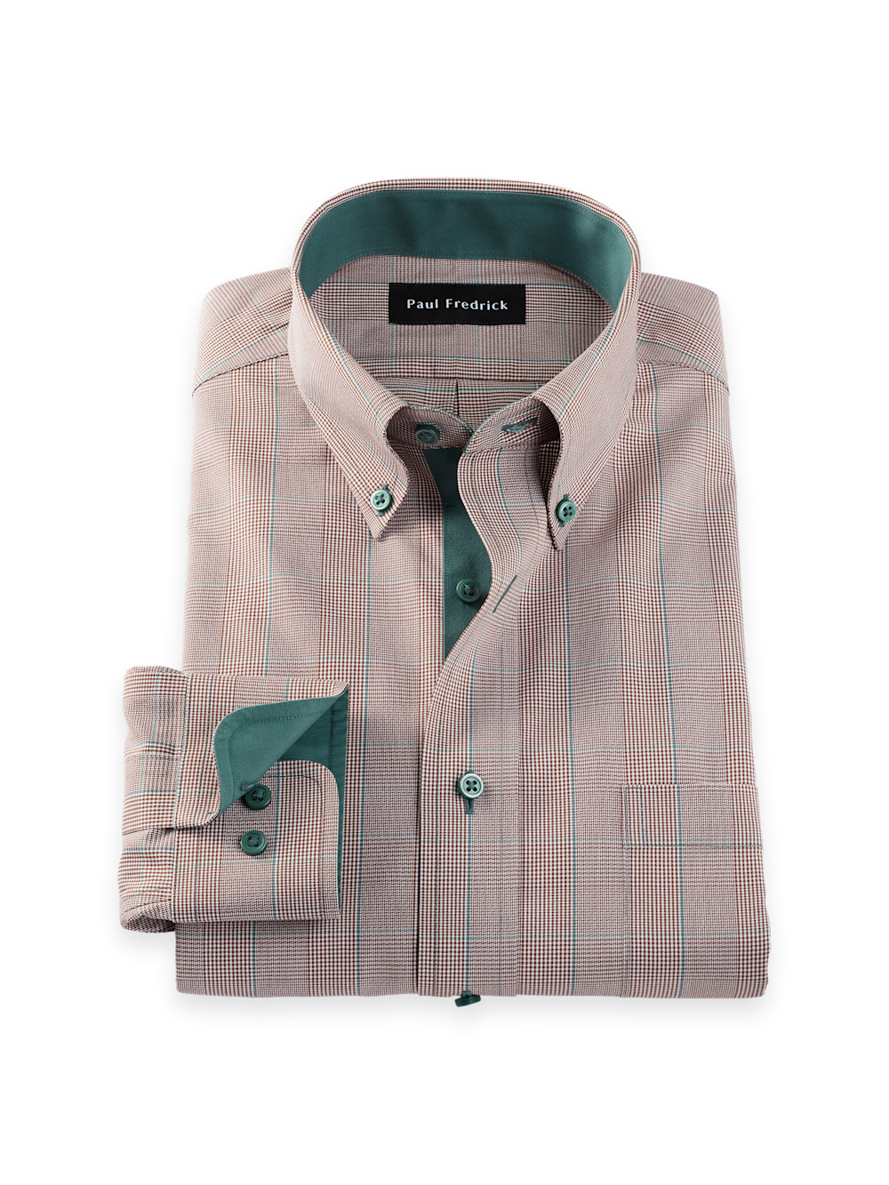 Comfort Stretch Non-Iron Plaid Dress Shirt With Contrast Trim