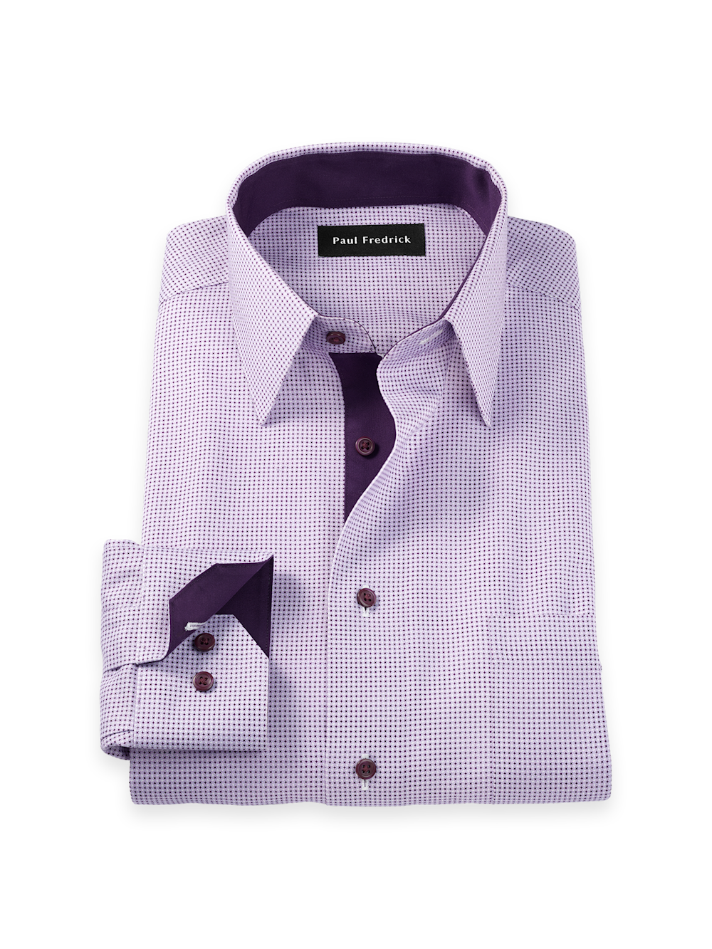 Comfort Stretch Non-Iron Geometric Dress Shirt With Contrast Trim - Purple Comfort Stretch Non-Iron Geometric Dress Shirt With Contrast Trim - Purple