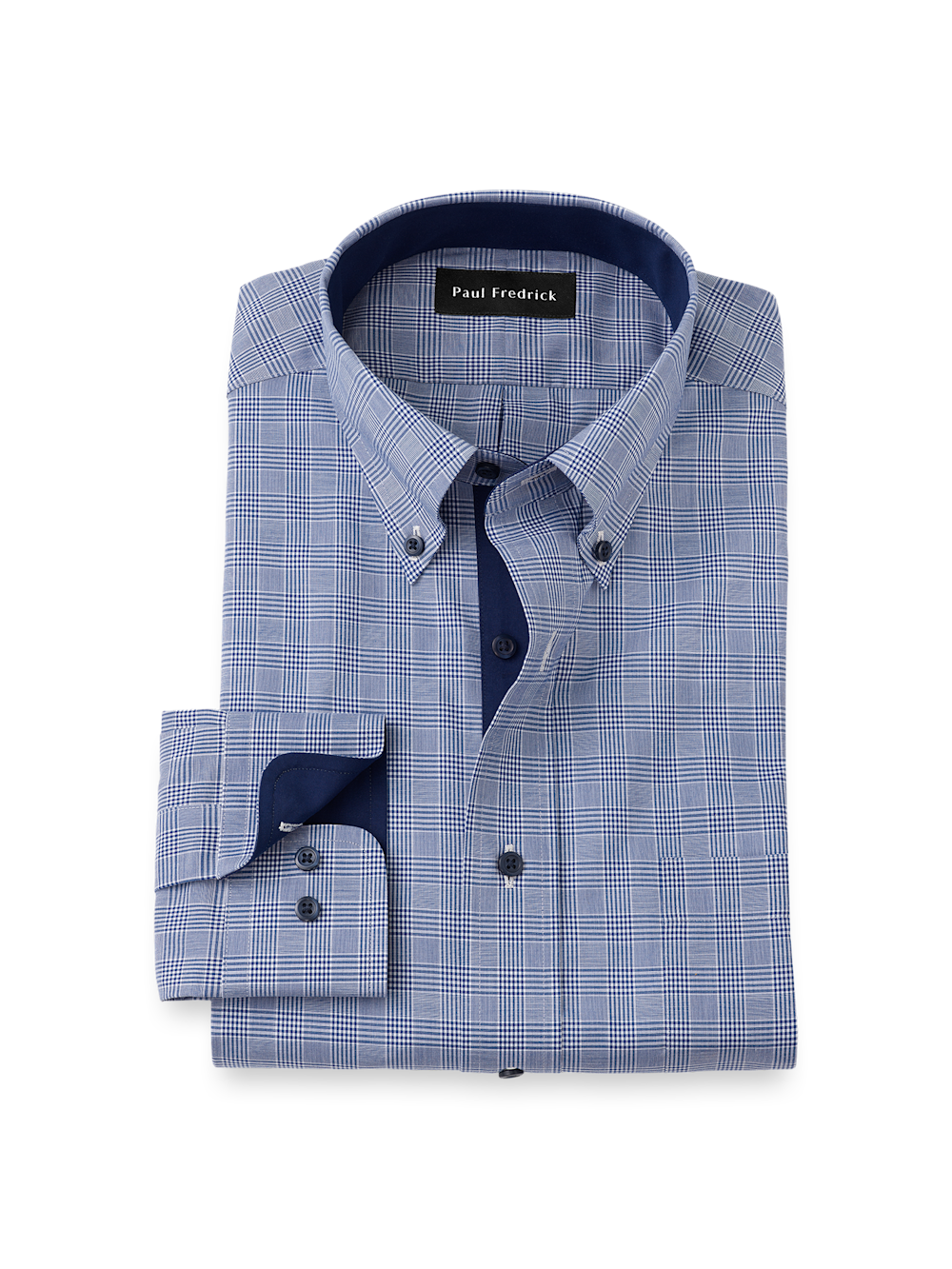 Non-Iron Cotton Plaid Dress Shirt With Contrast Trim Sodalite