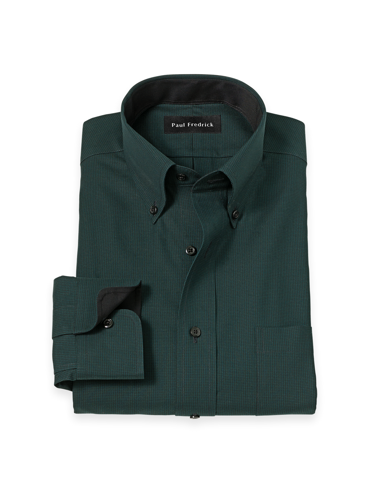 mens dress shirts olive green Non-Iron Cotton Houndstooth Shirt With Contrast Trim The modern man is Formal Dress Code Mens Autumn Getaway Size:S/6