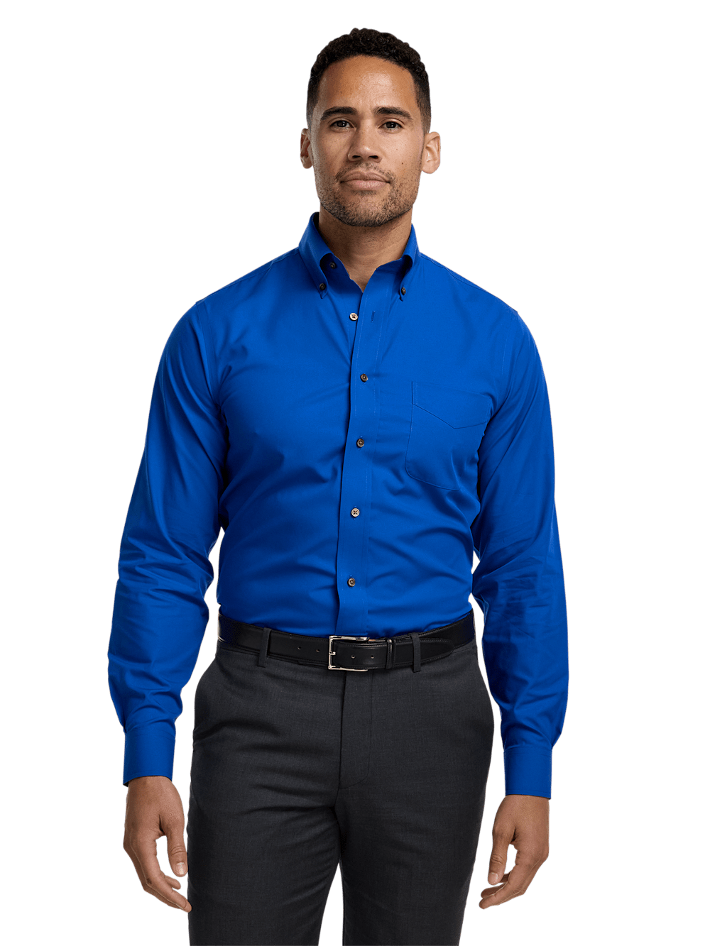 Alternate Shot of Men's Cobalt Solid Shirts Contrast Fabric Inside Neckband And Cuffs