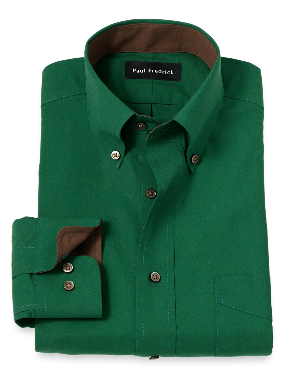 Non-Iron Cotton Solid Dress Shirt With Contrast Trim