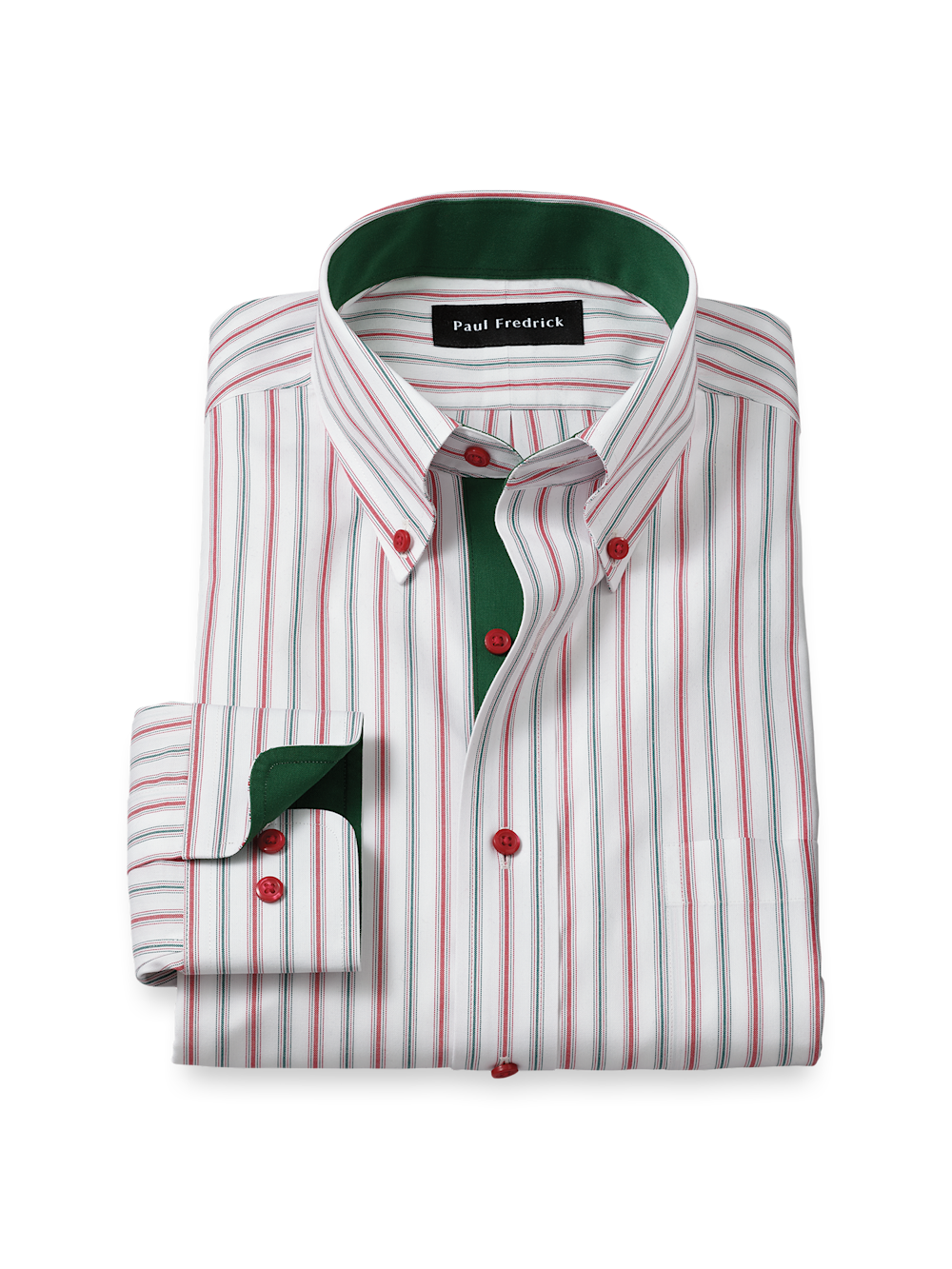 Comfort Stretch Non-Iron Stripe Dress Shirt with Contrast Trim