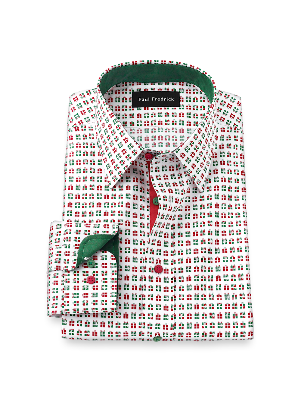 Comfort Stretch Non-Iron Novelty Dress Shirt With Contrast Trim - Red/green Classic Fit / 16 / 37 Comfort Stretch Non-Iron Novelty Dress Shirt With Contrast Trim - Red/green Classic Fit / 16 / 37