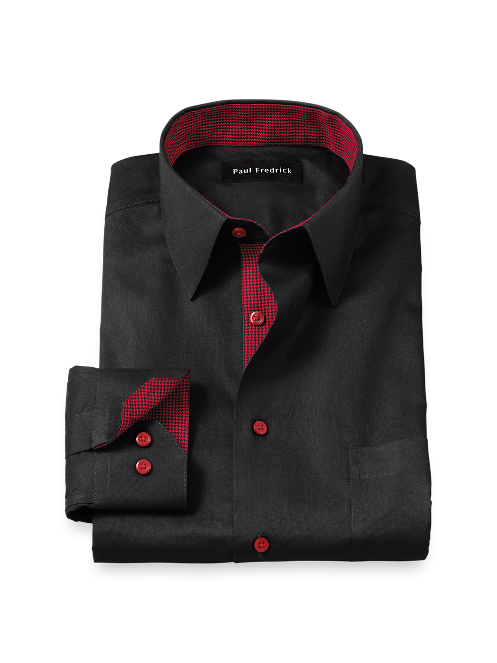 Comfort Stretch Non-Iron Solid Dress Shirt With Contrast Trim