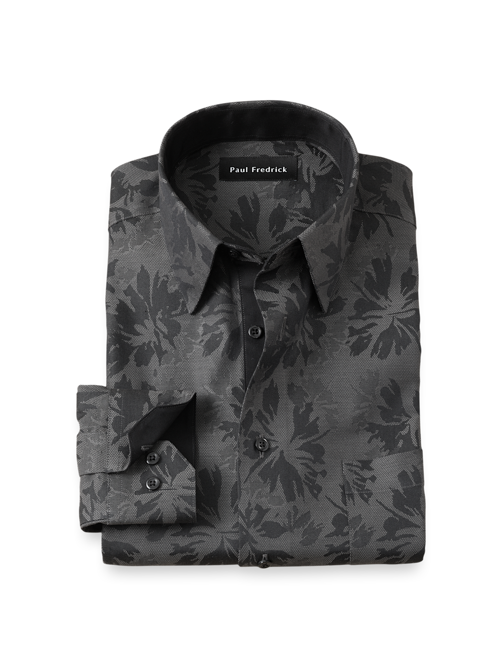 Comfort Stretch Non-Iron Botanical Dress Shirt With Contrast Trim