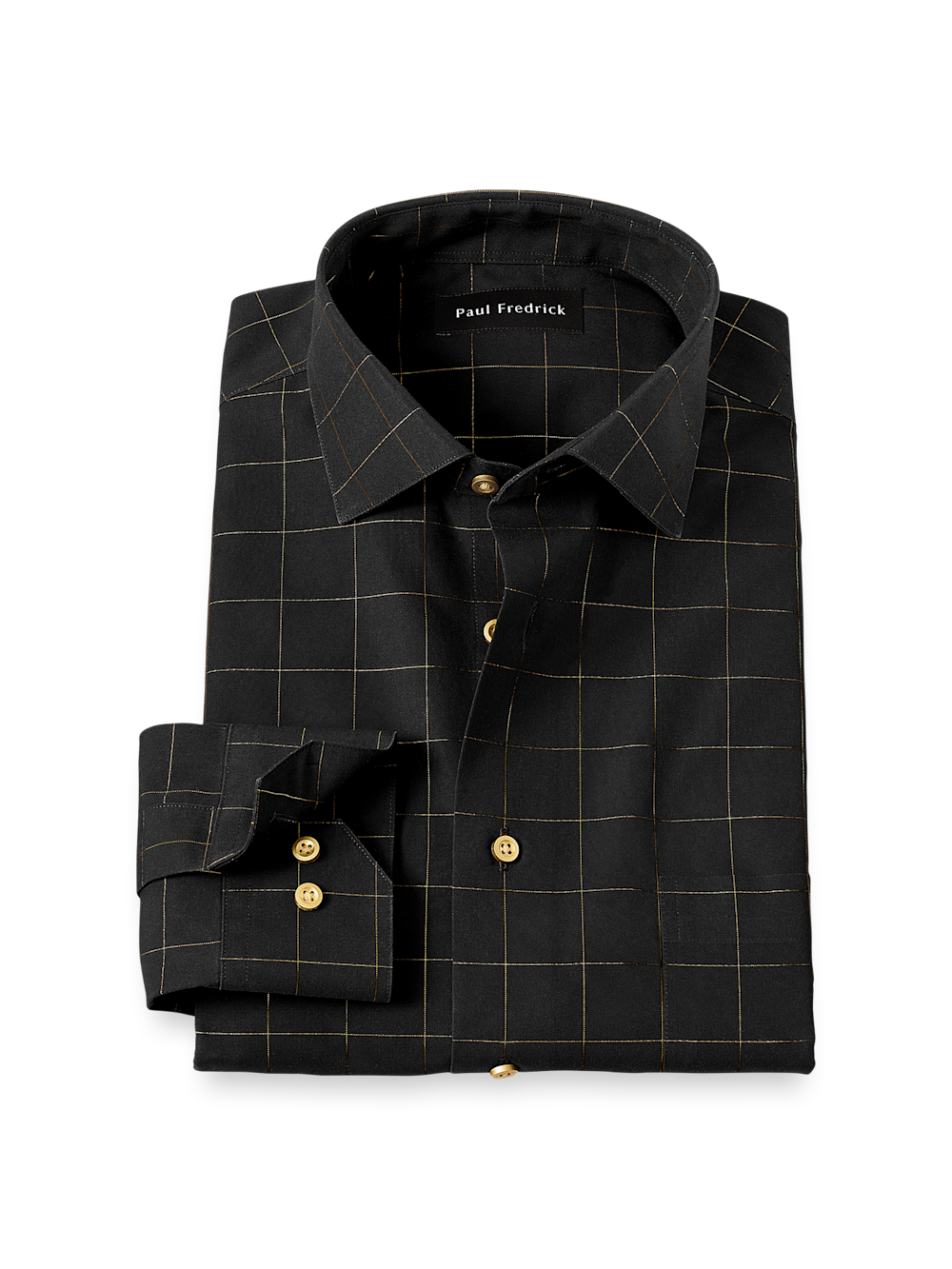 Comfort Stretch Non-Iron Check Dress Shirt - Black