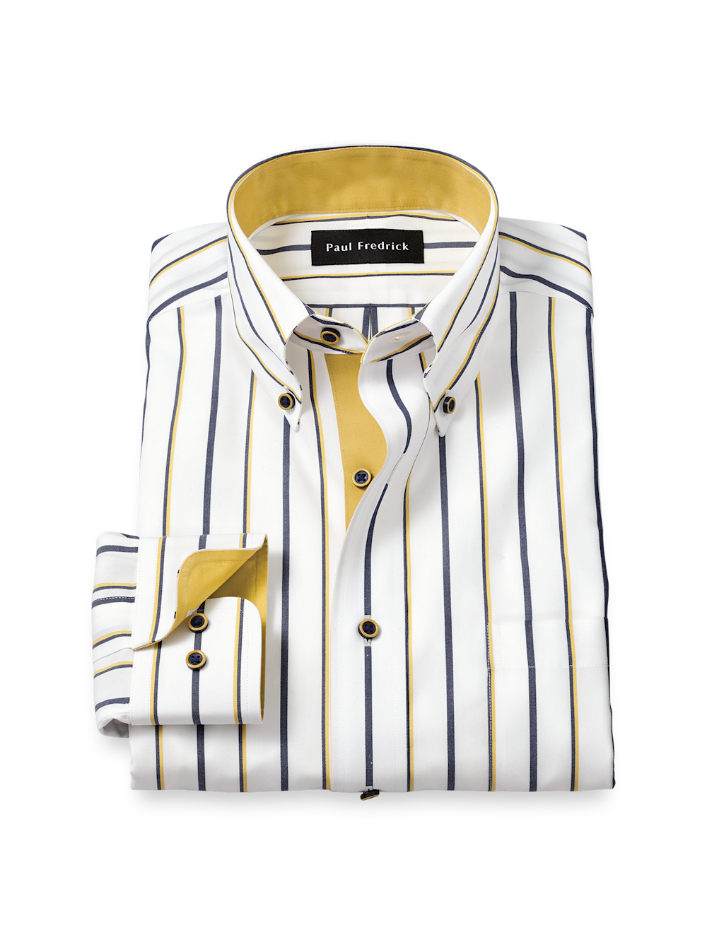 Comfort Stretch Non-Iron Stripe Dress Shirt with Contrast Trim