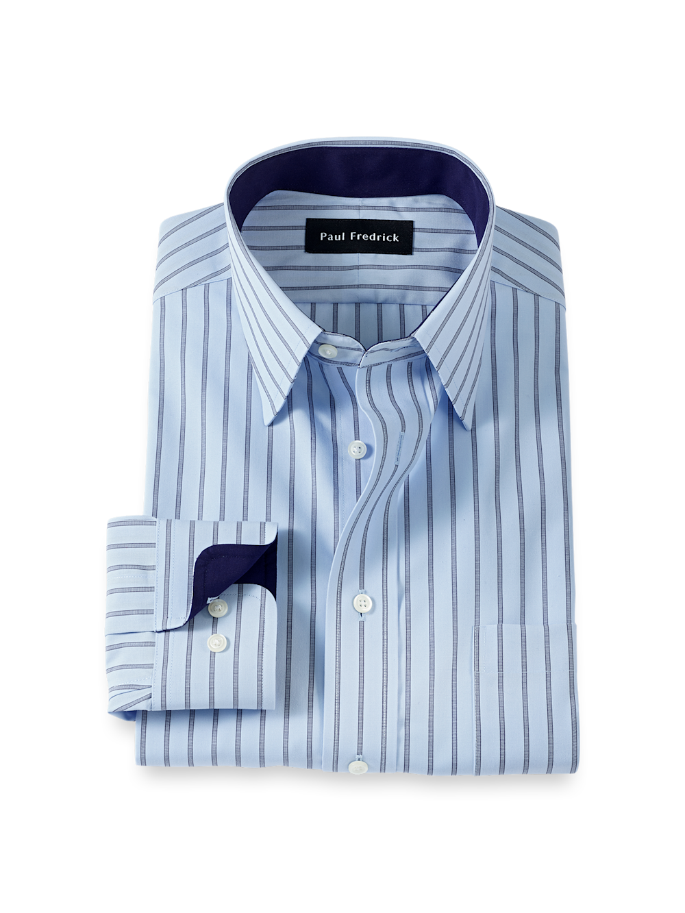 Non-Iron Cotton Stripe Dress Shirt With Contrast Trim