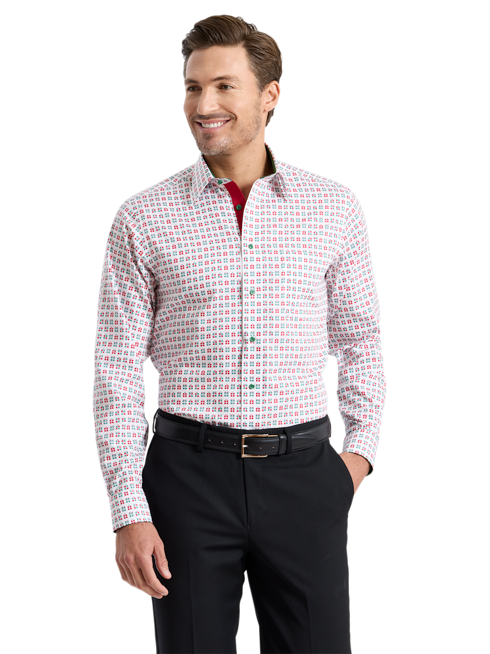 Alternate Shot of Men's red/green Shirts