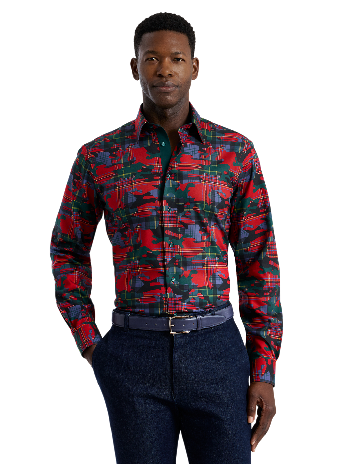 Alternate Shot of Men's red/green Shirts