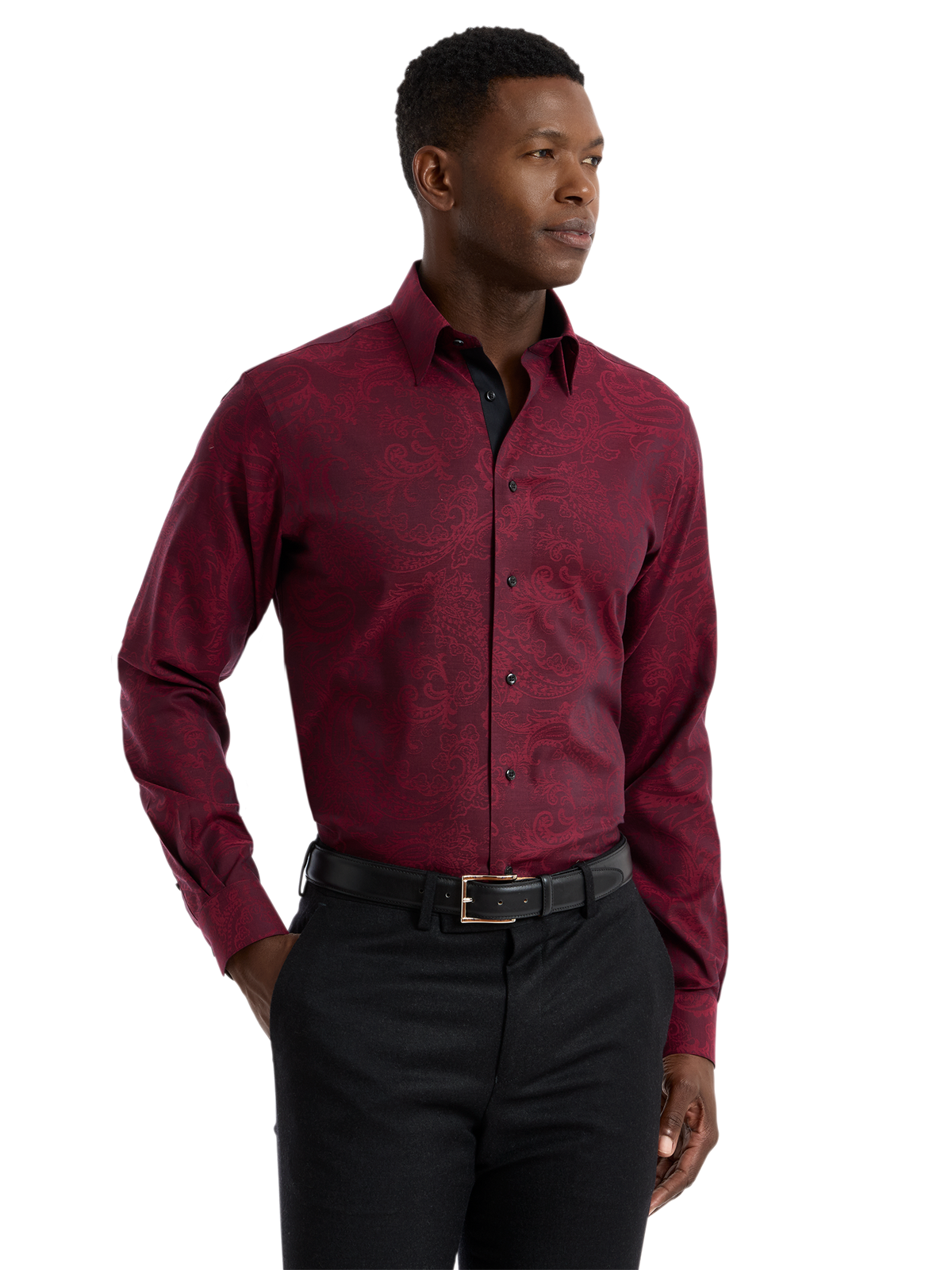 Alternate Shot of Men's burgundy Shirts