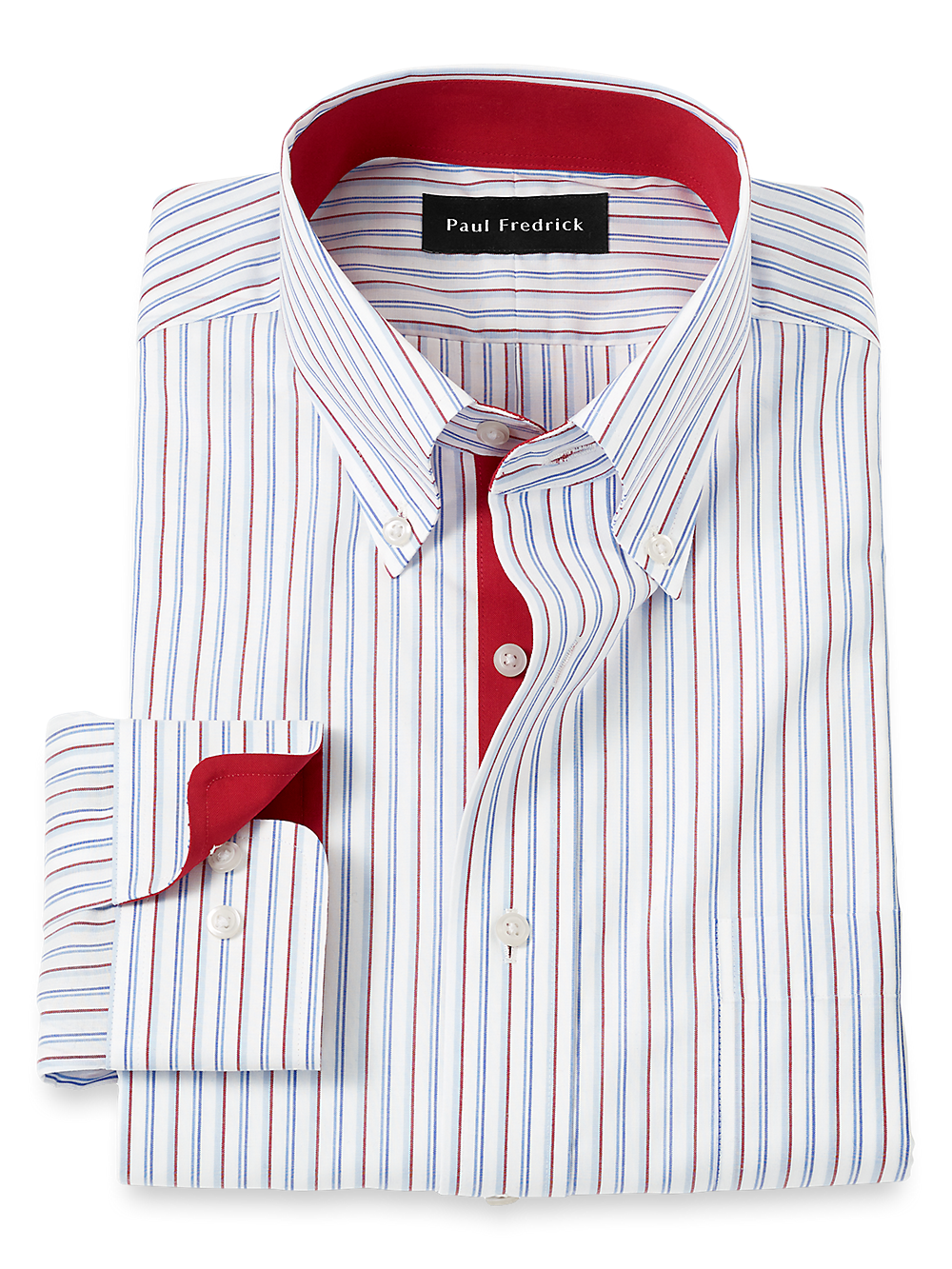 Red and white striped formal shirt sales