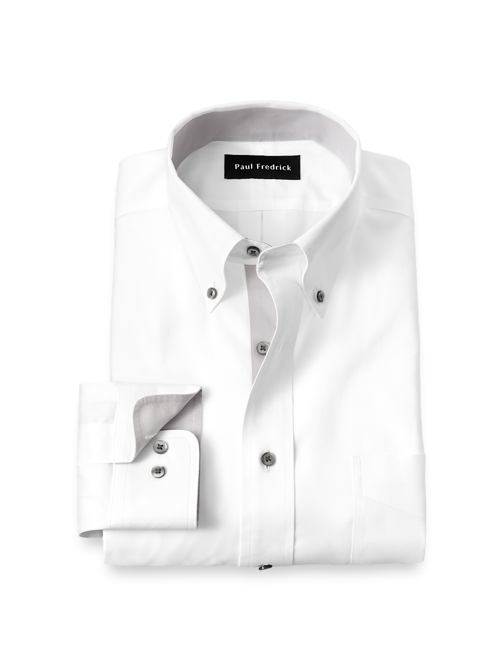 Product Image of Comfort Stretch Non-iron Solid Dress Shirt With Contrast Trim-White/Grey