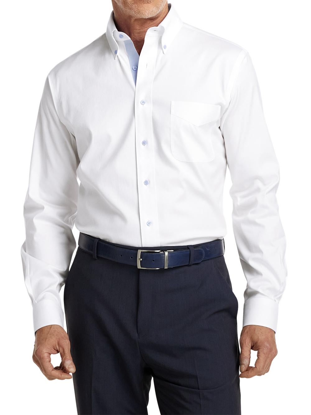 Alternate Image of Comfort Stretch Non-iron Solid Dress Shirt With Contrast Trim-1