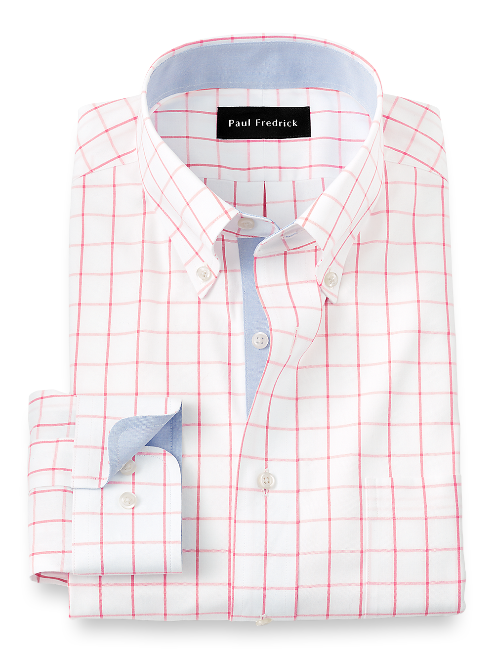 Product Image of Comfort Stretch Non-iron Check Dress Shirt With Contrast Trim-Coral