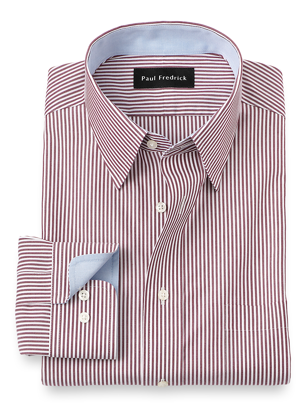 Non-Iron Cotton Stripe Dress Shirt With Contrast Trim