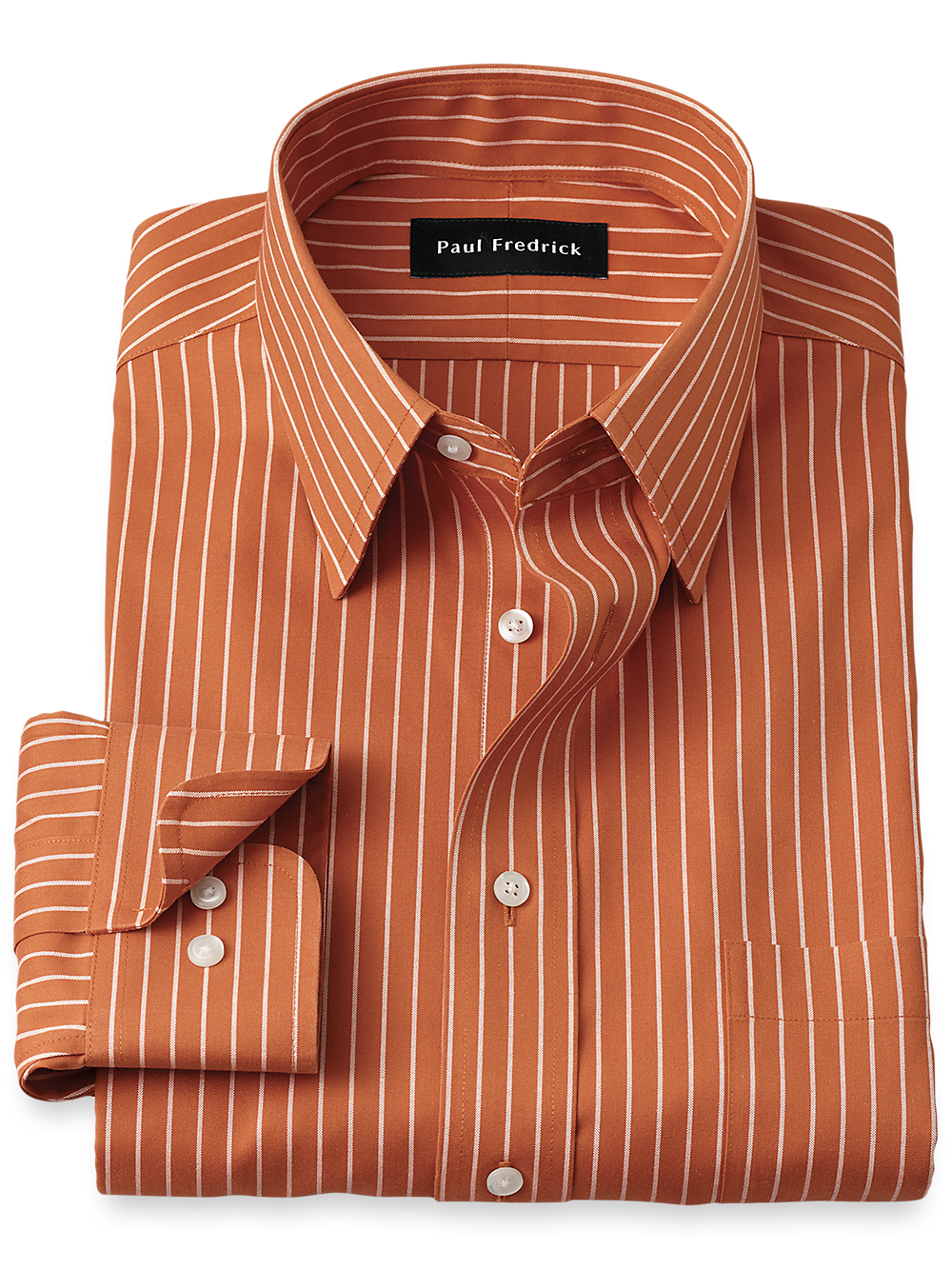Product Image of Comfort Stretch Non-iron Stripe Dress Shirt-Rust