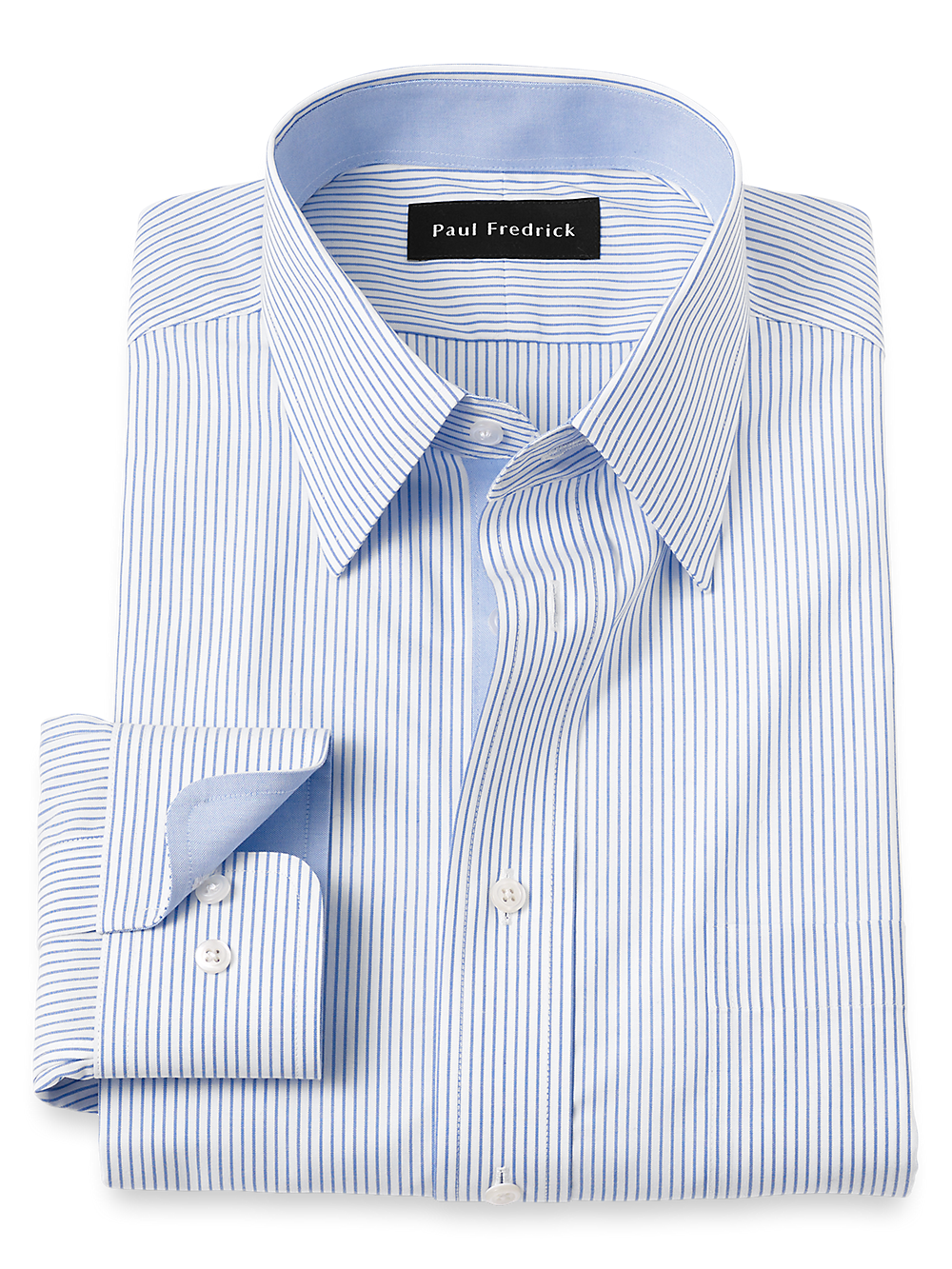 Non-Iron Cotton Stripe Dress Shirt With Contrast Trim