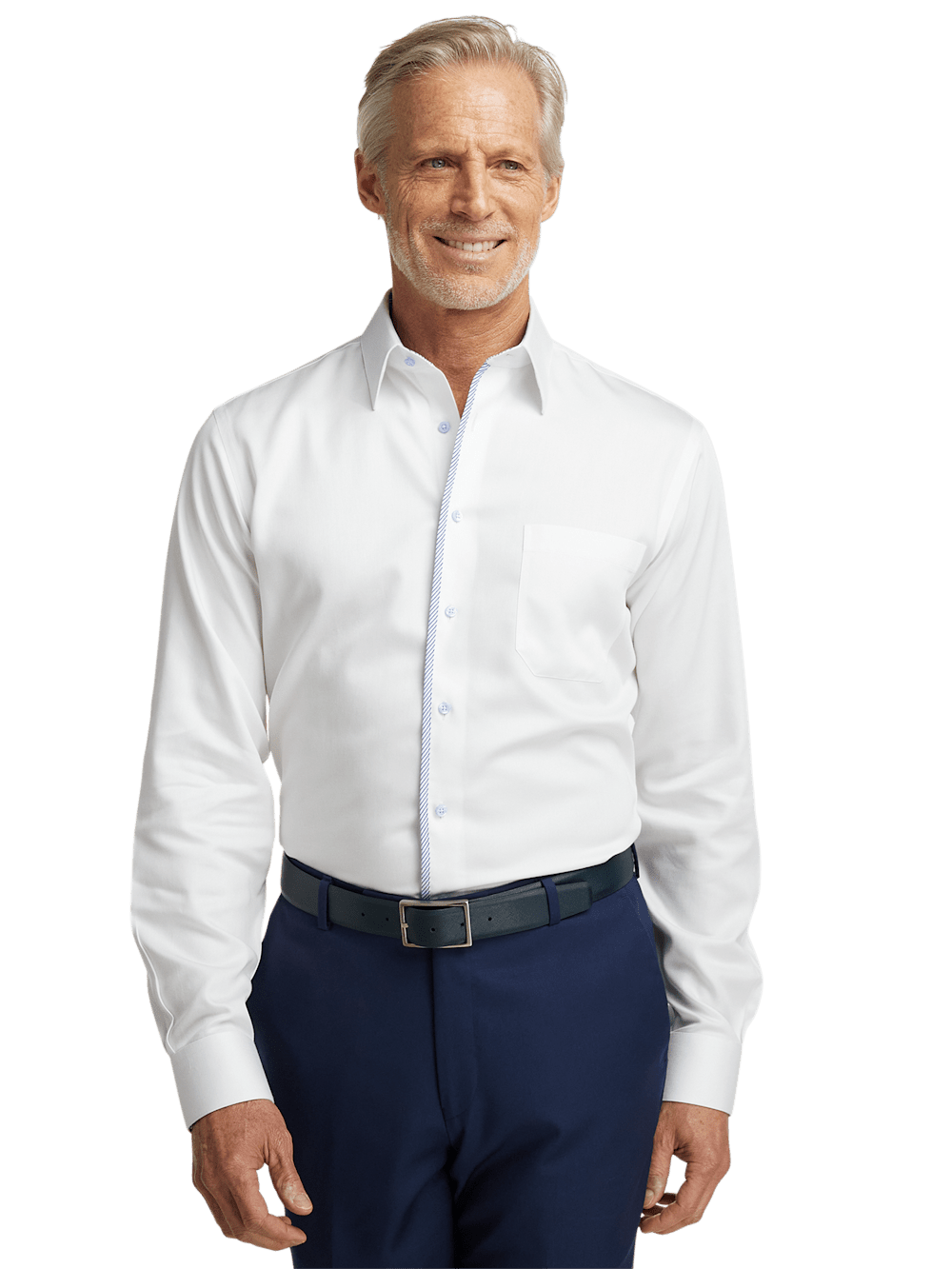 Alternate Image of Non-iron Cotton Solid Dress Shirt With Contrast Trim-1