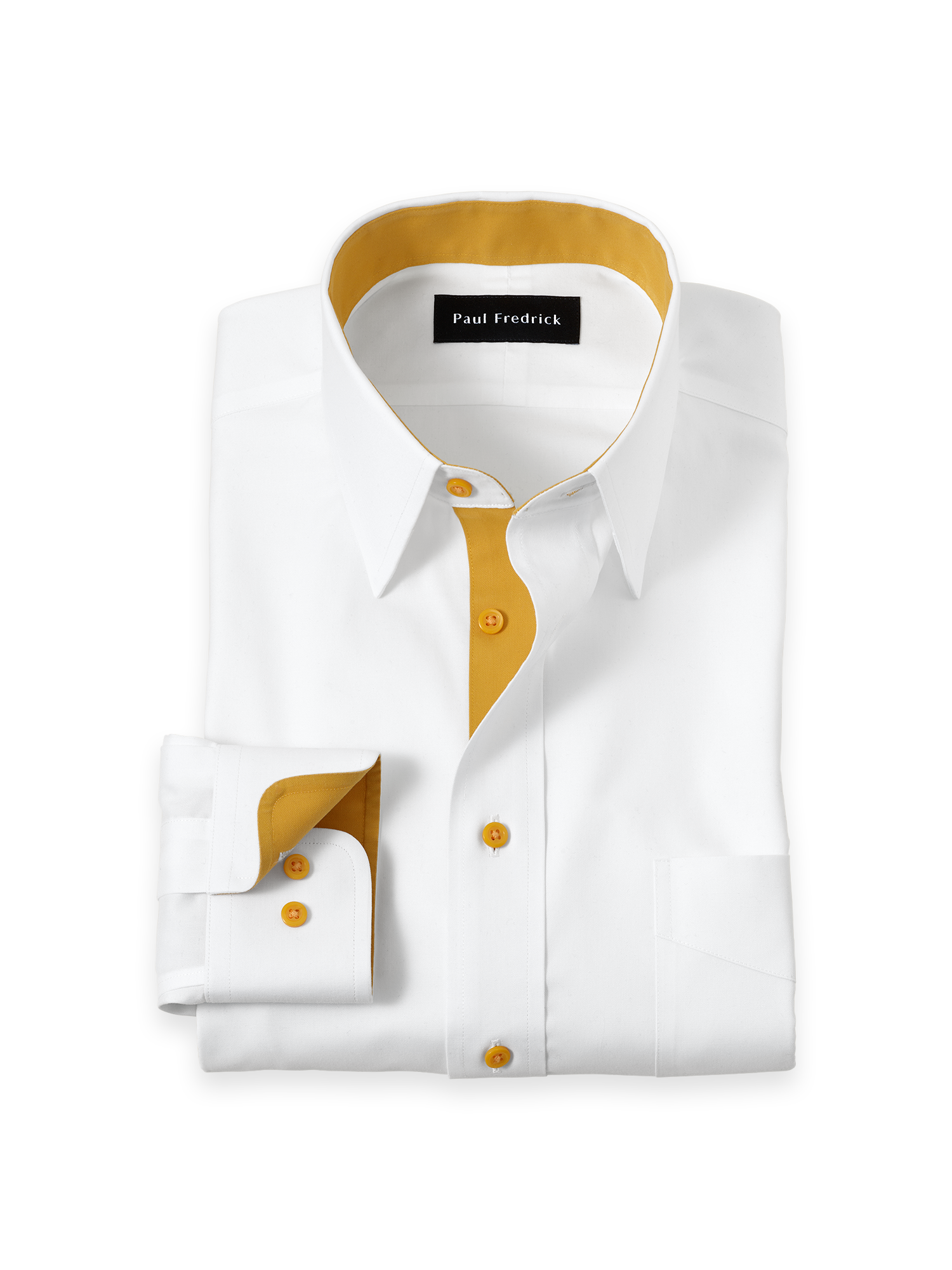Comfort Stretch Non-Iron Solid Dress Shirt With Contrast