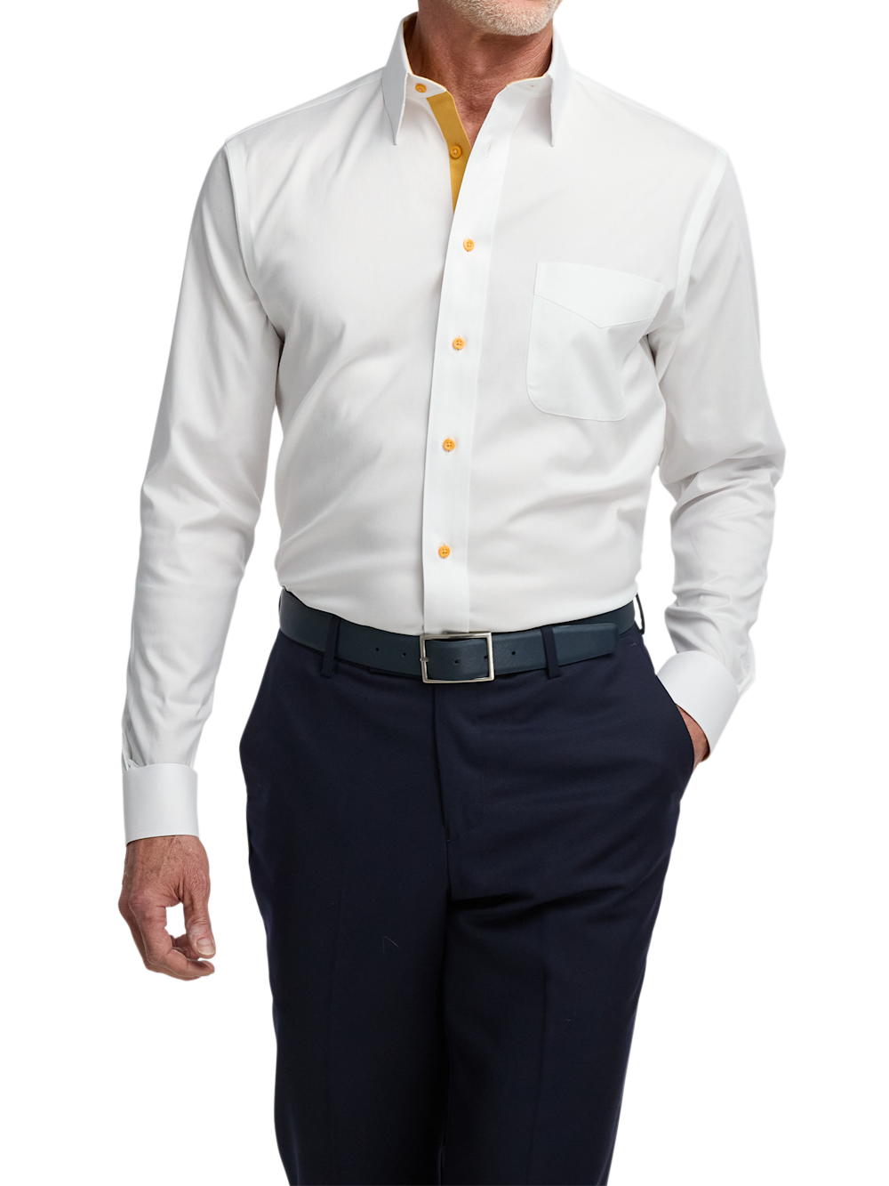 Alternate Image of Comfort Stretch Non-iron Solid Dress Shirt With Contrast Trim-1