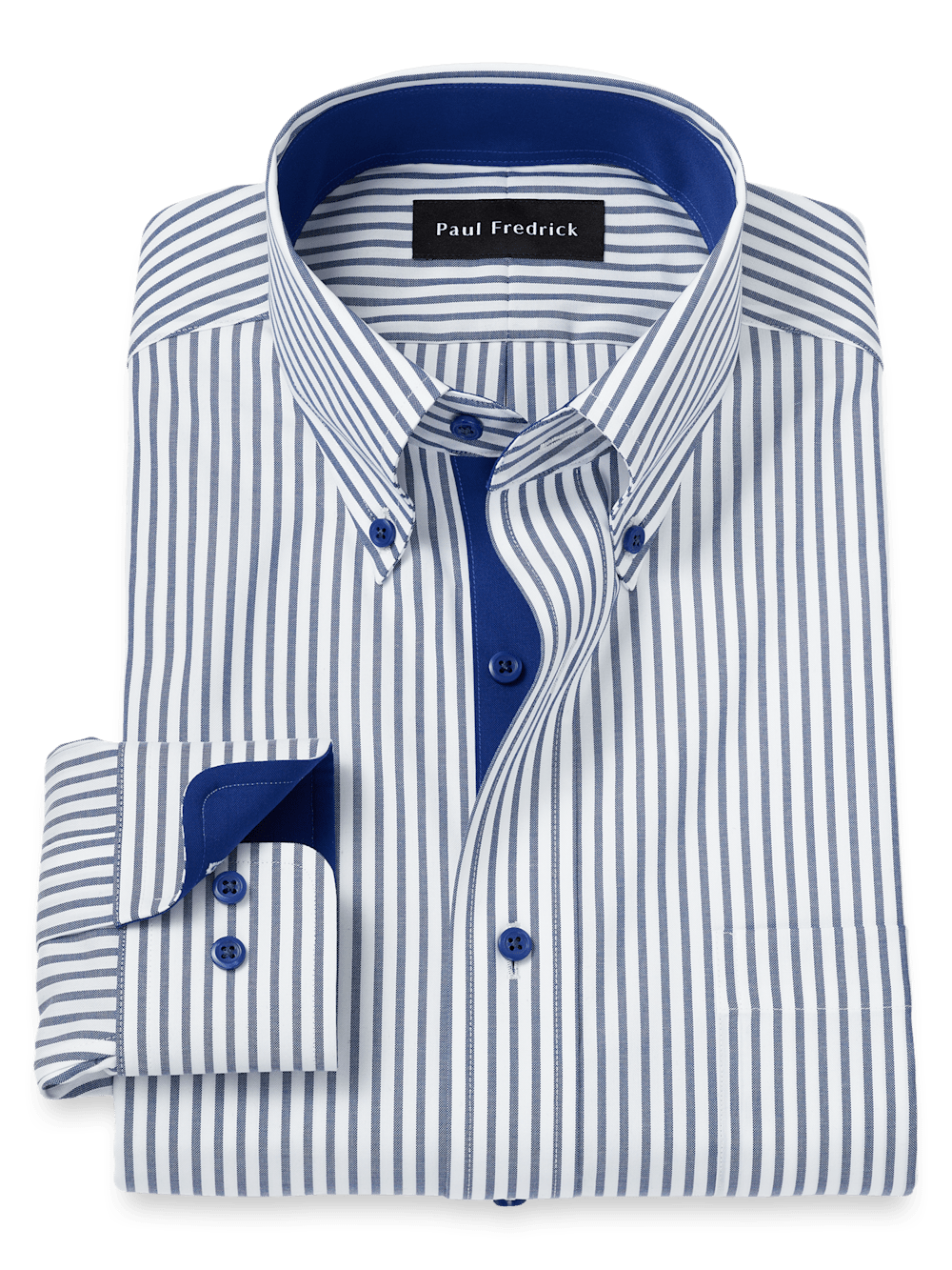Comfort Stretch Non-Iron Stripe Dress Shirt With Contrast Trim