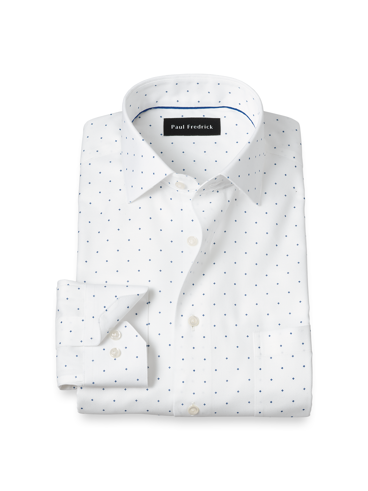 Product Image of Comfort Stretch Non-iron Geometric Dress Shirt-White/Blue