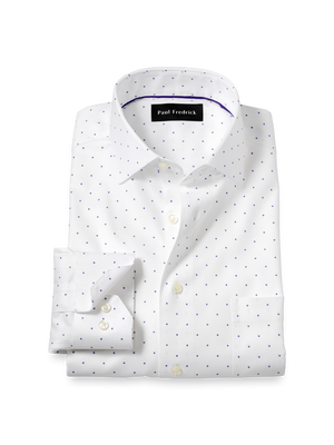 Comfort Stretch Non-Iron Geometric Dress Shirt - White/purple